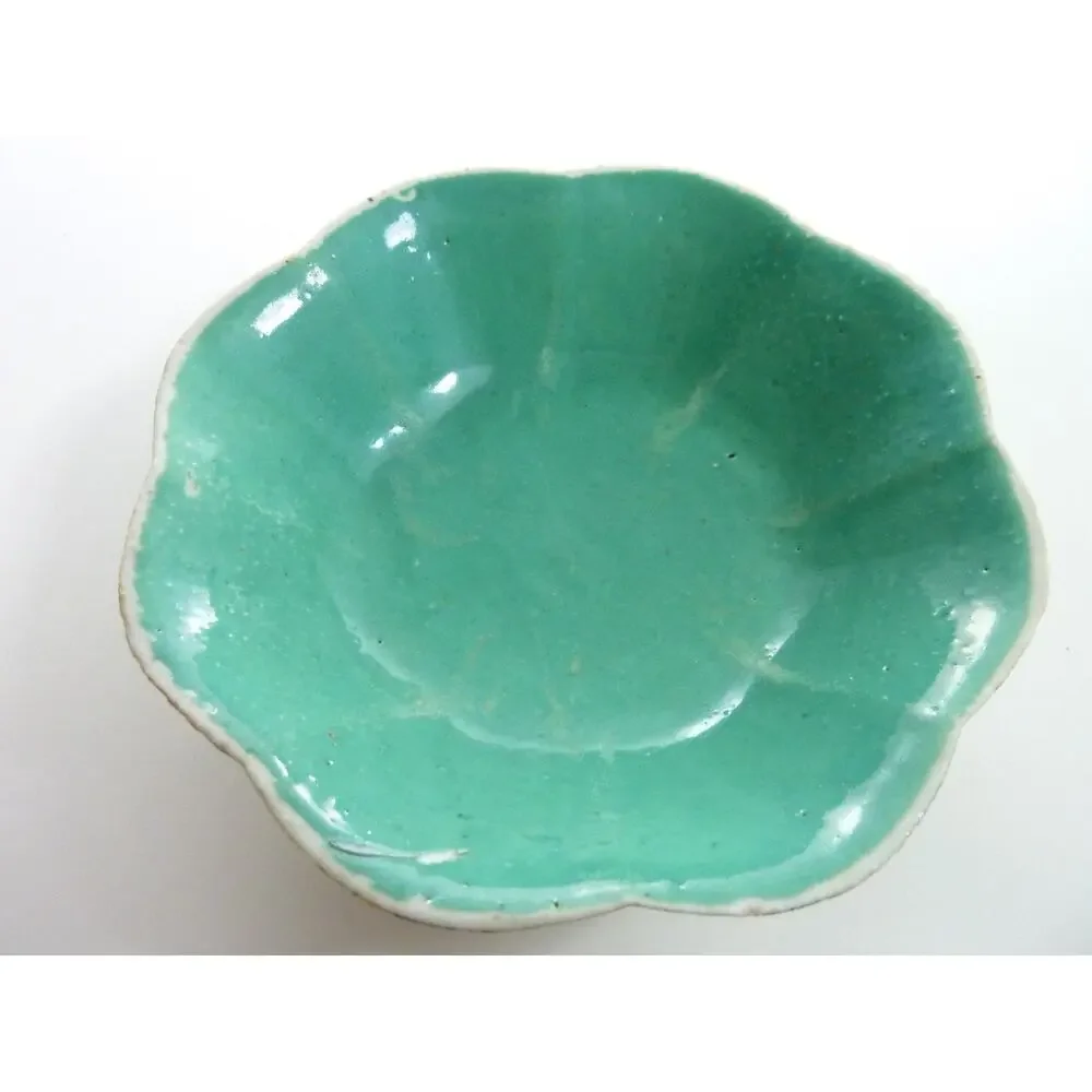 Vintage Chinese Ceramic Rooster Bowl Hand Painted Blue White Floral Footed
